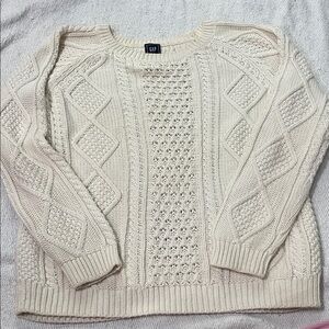 GAP Women's Ivory Cable Knit Sweater